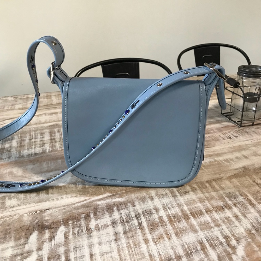 Coach Strap Crossbody Glove Leather Lapis Blue